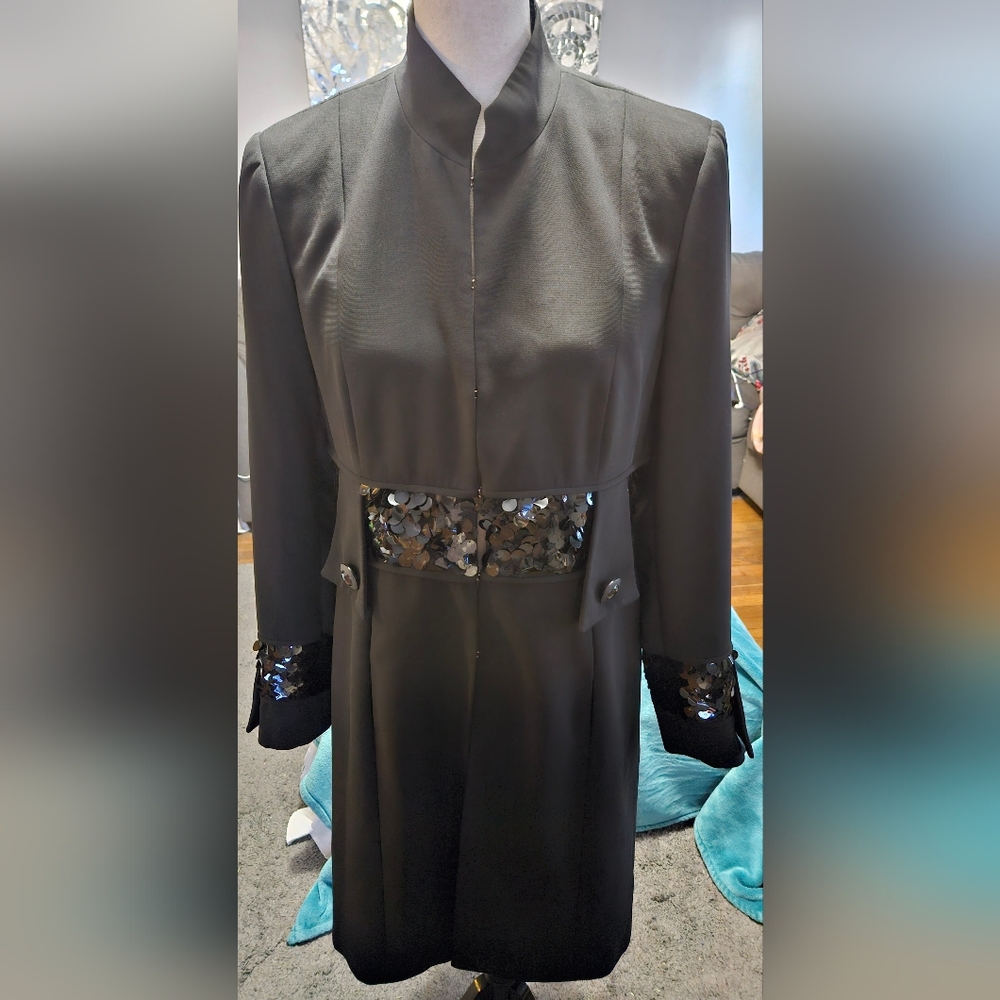 Harold's Elegant Black Sequin-Trimmed Coat